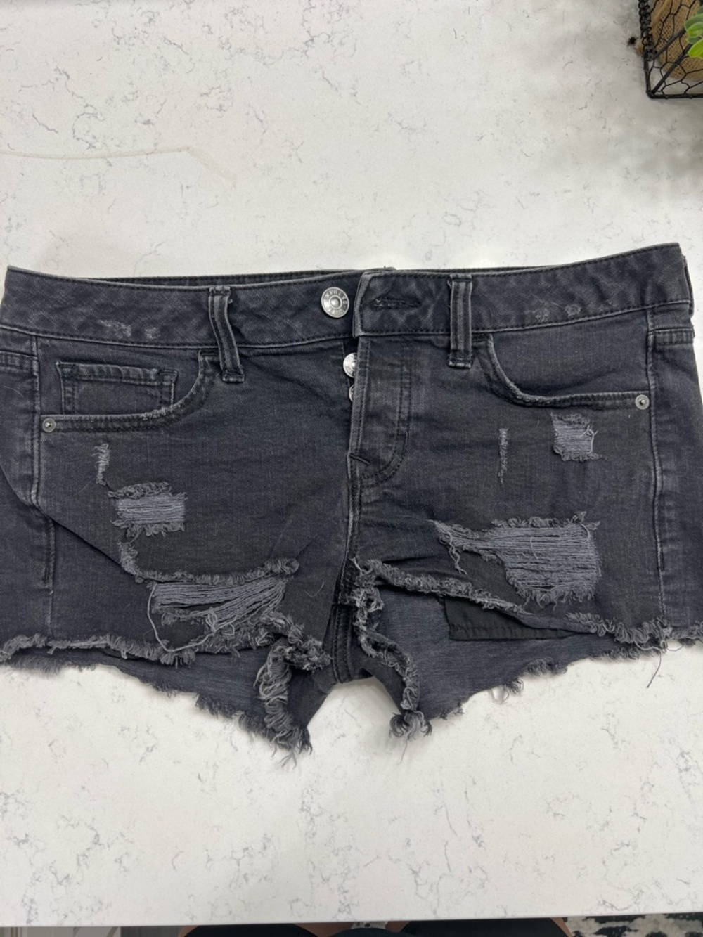 Express Black Distressed Denim Cutoff Shorts